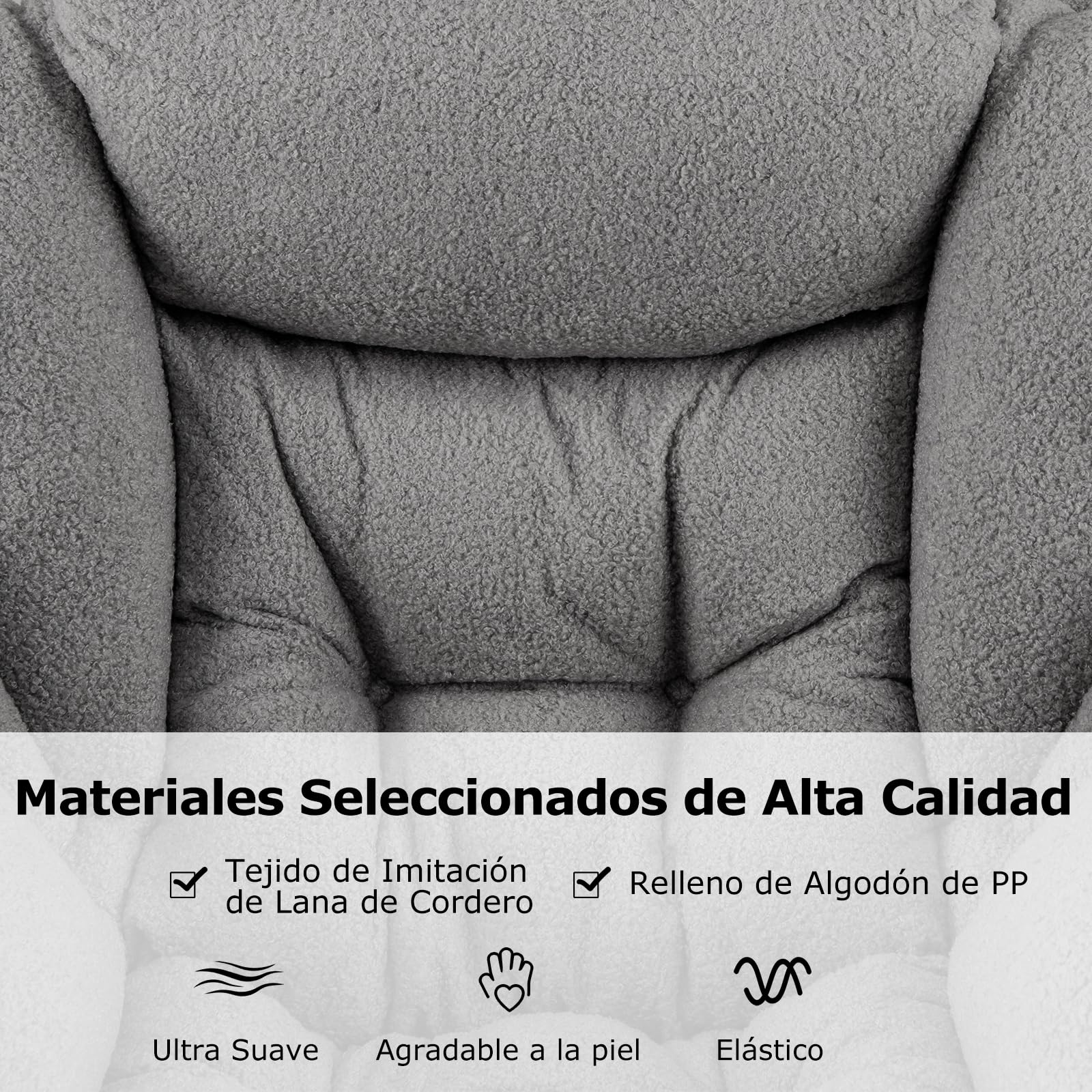 GIANTEX Sillón de Lectura Moderno con Estructura Metálica, 80 x 74 x 97 cm, Silla de Sofá Tapizado de Vellón Falso, Sillón Individual con Reposabrazos y Bolsillo Lateral, para Salón, Oficina (Gris)