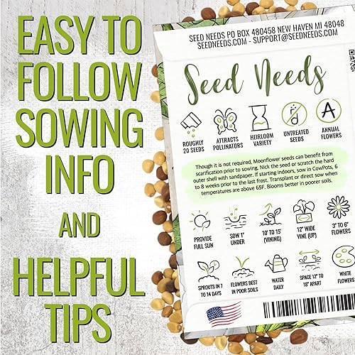 Miniatura 4 de Seed Needs Semillas de flor de luna para plantar vides de luna blanca, reliquia y semillas de vid polinizadas abiertas para plantar un trepador de