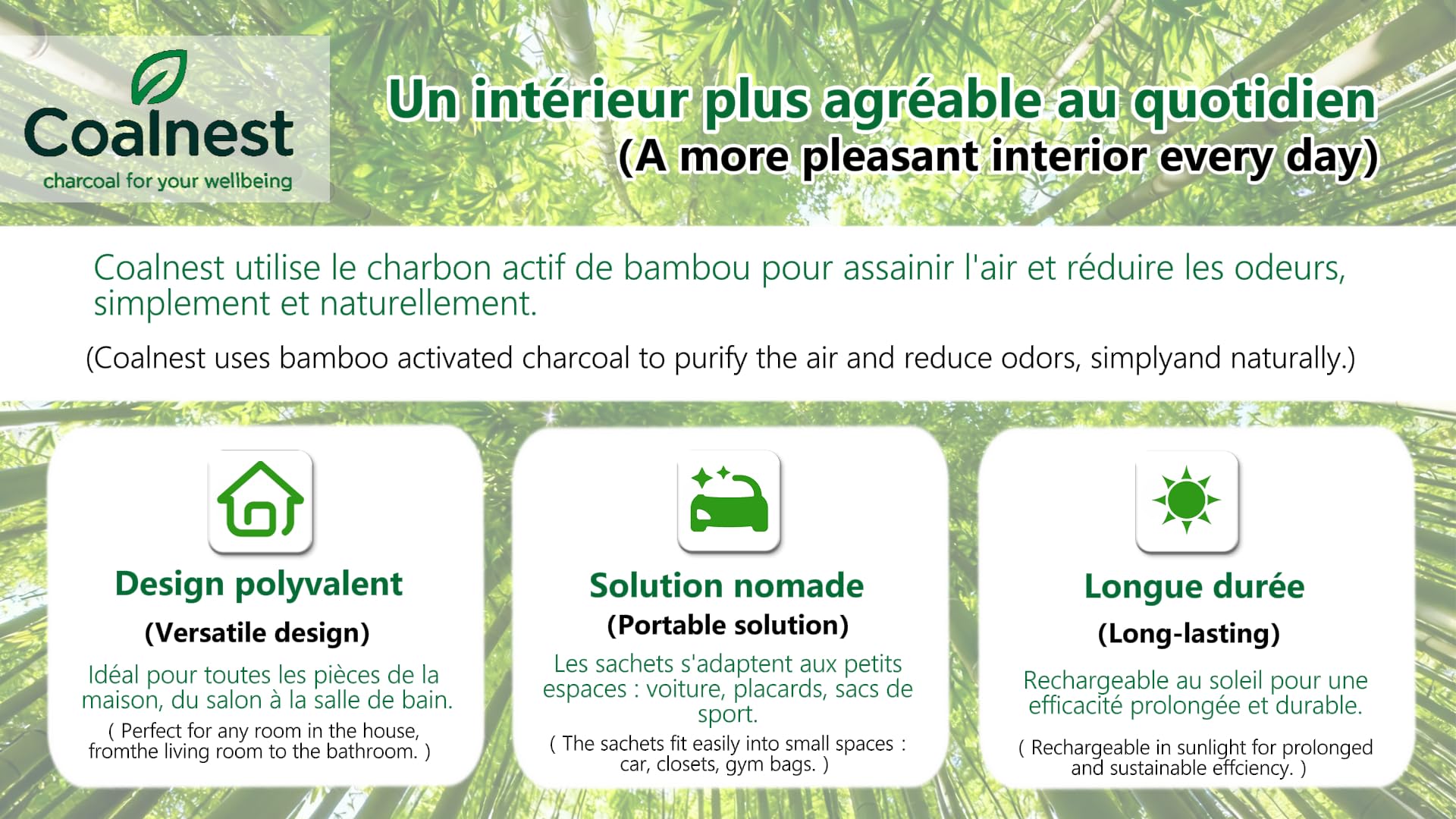 Purificateur d’air au charbon actif de bambou | Anti‑odeurs & anti‑humidité | Kit pyramides décoratives + sachets rechargeables | Écologique & longue durée | Kit Purifiant au Charbon Actif