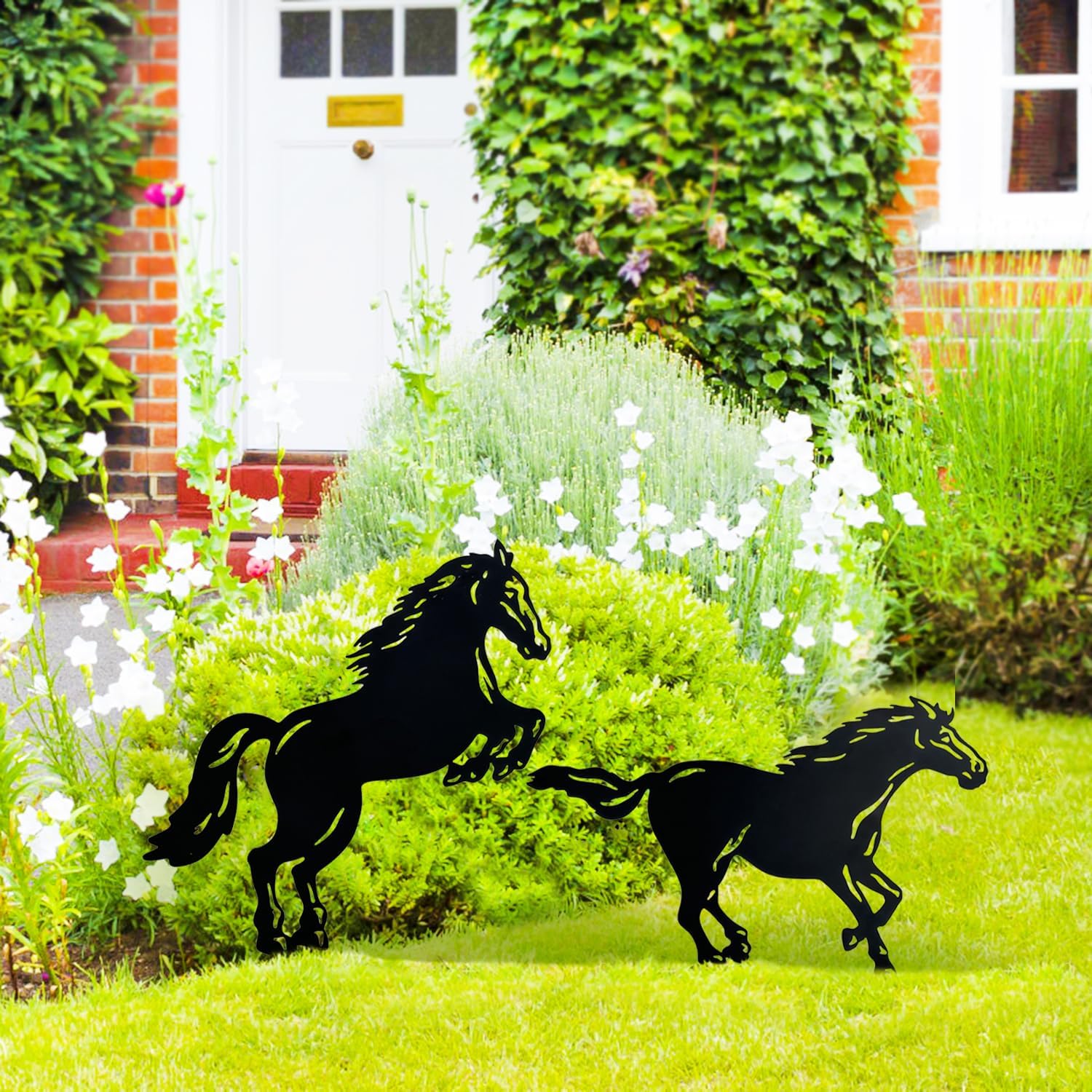TIGGSY Horse Metal Decorative Garden Stakes Horse Gifts for Women/Men Horse Lovers Gifts Silhouette Statues for Yard Art, Outside, Patio, Outdoor Decor, Garden Decorations, Lawn Ornaments