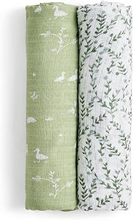 Essentials Silky Soft Bamboo Muslin Swaddle, Breathable Baby Blanket, Id...