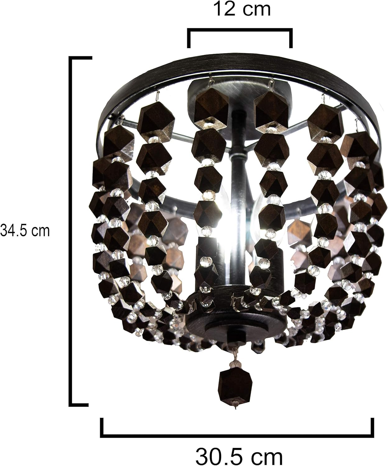 Buу 2 gеt 3 Dark Wood Bead Rustic Chandelier Light Fixture for Bedroom, Hallway Light, Dining Room Kitchen; Flush Mount Ceiling Light Fixture; Rustic Wood and Crystal Beaded Chandelier 3- Boho Light Fixture