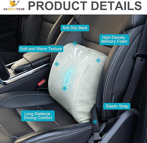 Miniatura 4 de urnexttour Almohada de apoyo lumbar para silla de oficina, automóvil, almohada de espuma viscoelástica con diseño convexo para aliviar el dolor de