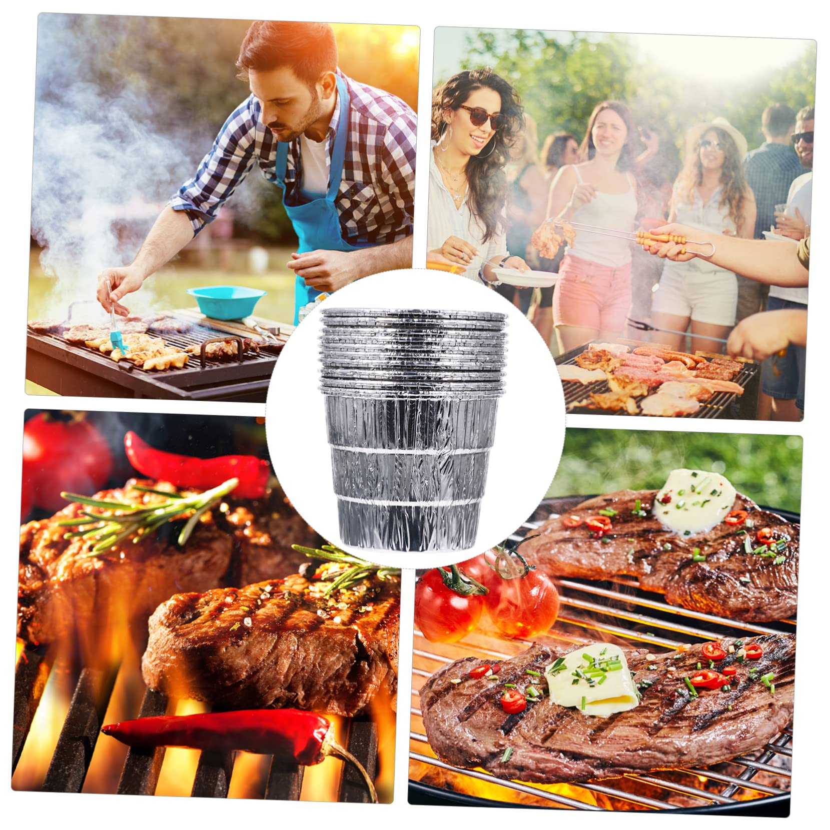 Abaodam 12pcs Grill Liner Replacement Aluminum Foil for BBQ Grill Accessory Grease Bucket Liner Grease Tray for