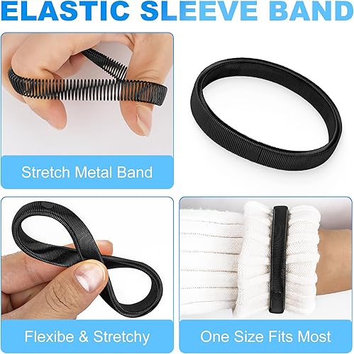 Vista 16 de Coolrunner 6 piezas antideslizantes elásticos para camisas de manga de brazaletes metálicos para ligas elásticas de banda