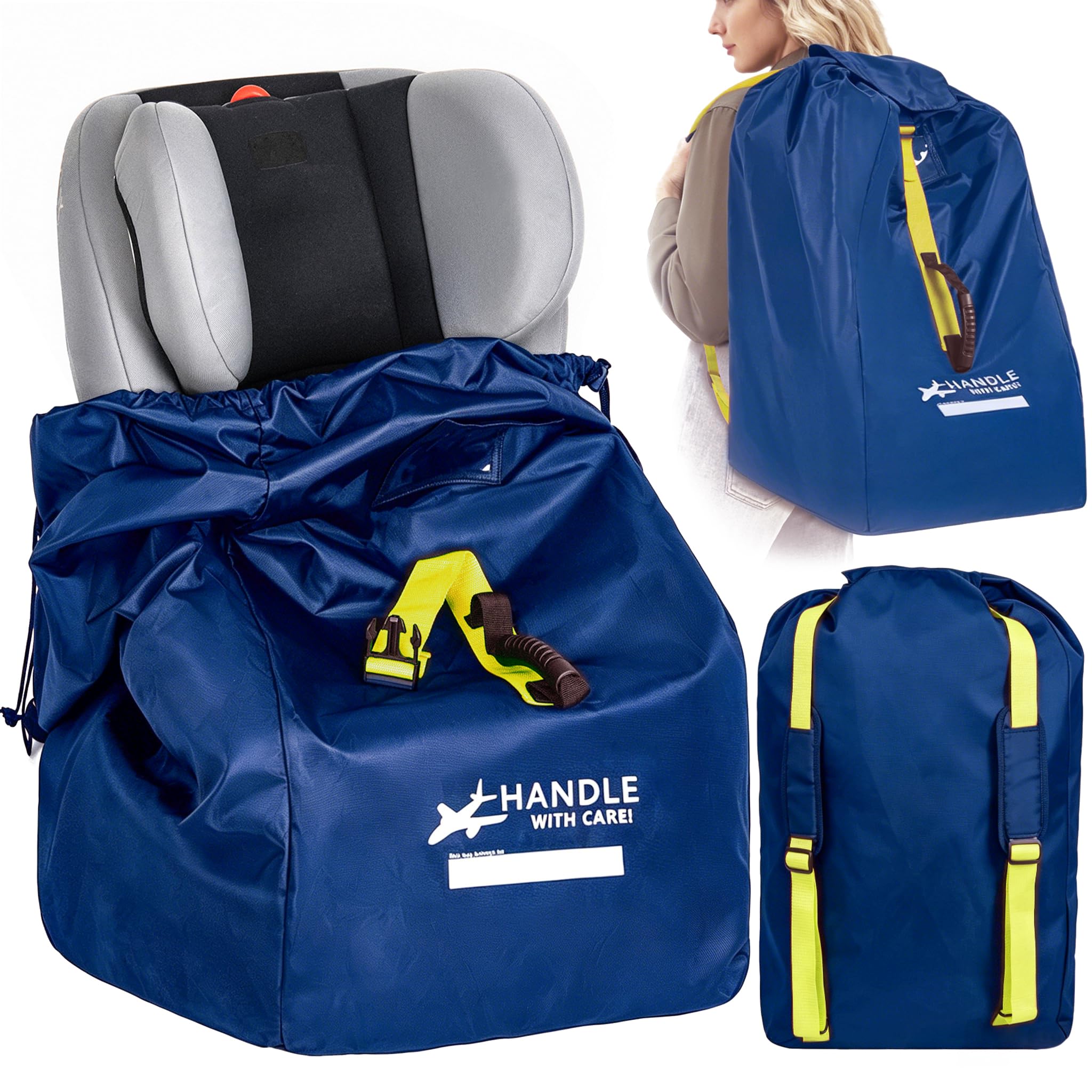 LASUK Car Seat Travel Bag for Airplane - Fits Infant Car Seats, Convertible Car Seats, Booster Seats, Car Seat Bases - for Worry-Saving, Effortless