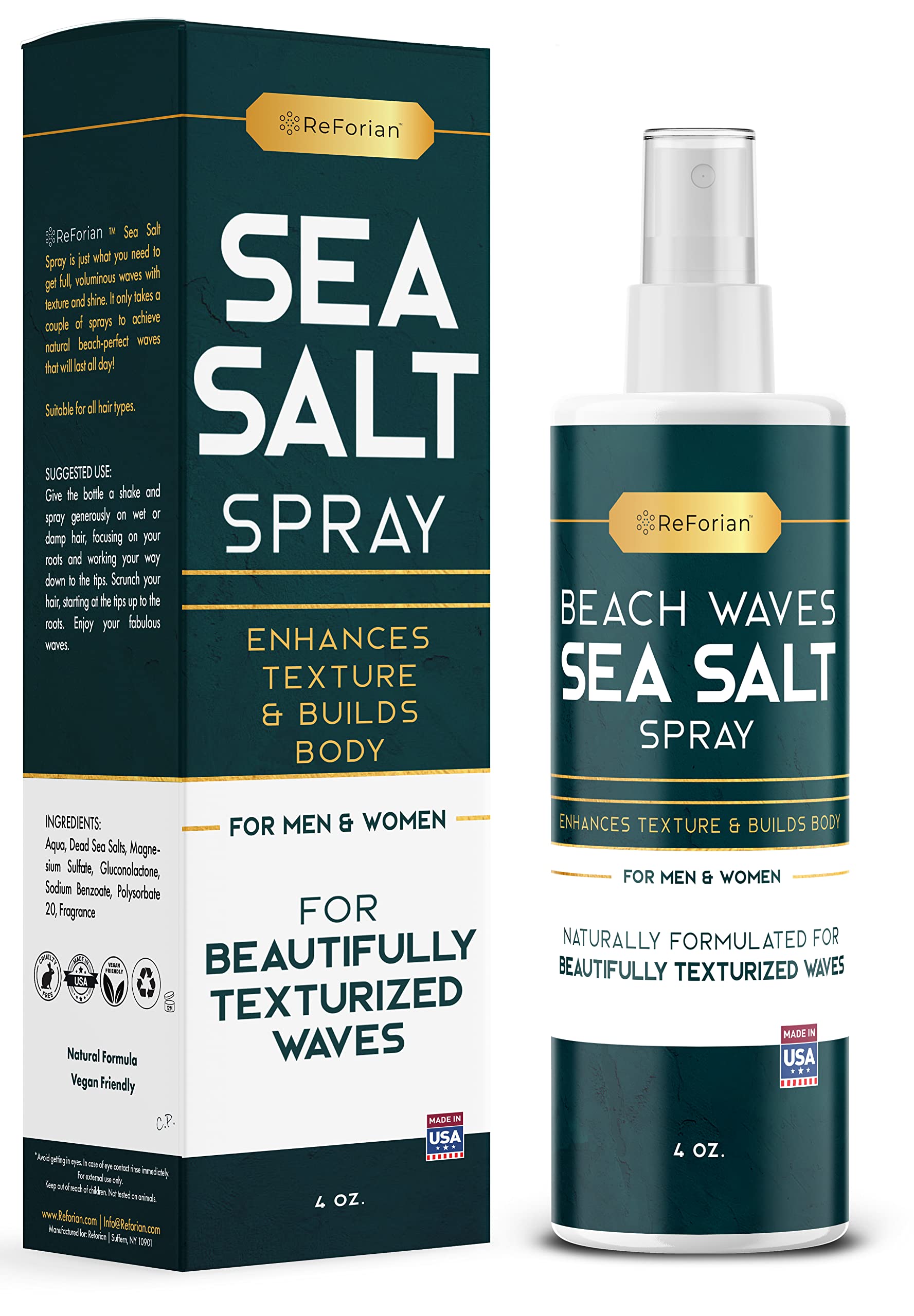 Sea Salt Spray for Beach Waves and Texture - Get Beautiful Voluminous Hair in Seconds!! Beach Spray for Fine Hair Texturizer Hair Thickener for Fine Hair