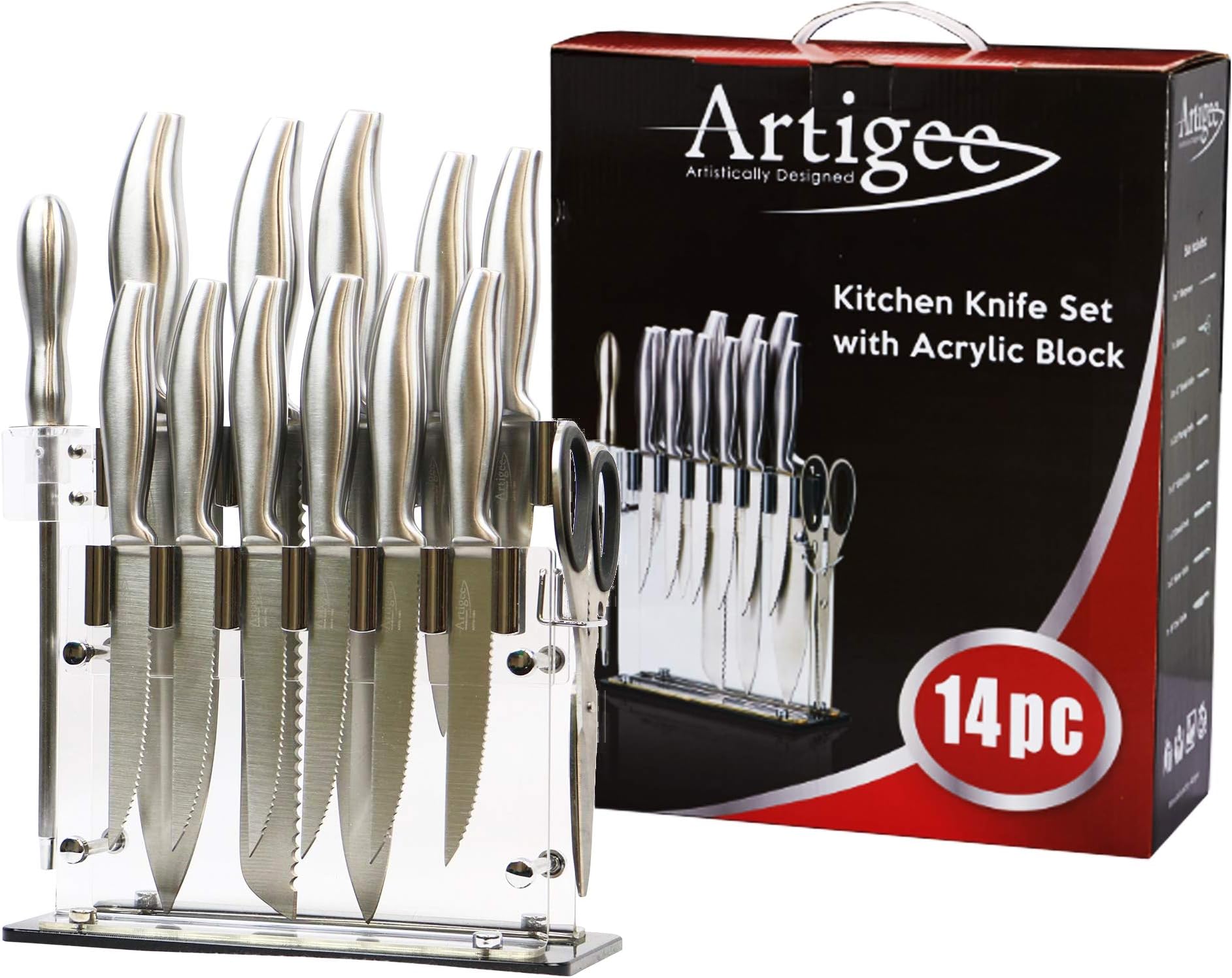 1001 - 14 pc Knife Set w/Acrylic Block