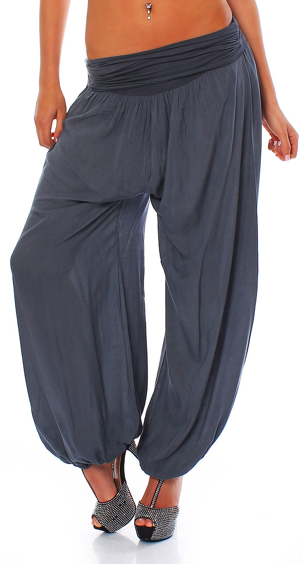 Malito More Than Fashion Women's Grey Malito Bloomers Aladin Harem Pants Boyfriend Pants Baggy Yoga 1482 One Size (Grey)