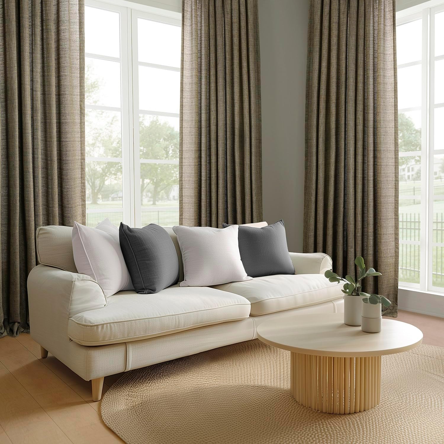 HPD Half Price Drapes - Raw Linen Weave Light Filtering Curtains for Bedroom 96 Inches Long (2 Panels) - Rod Pocket Curtains & Drapes for Living Room and Windows 1 Pair - 50 X 96, Dark Grey