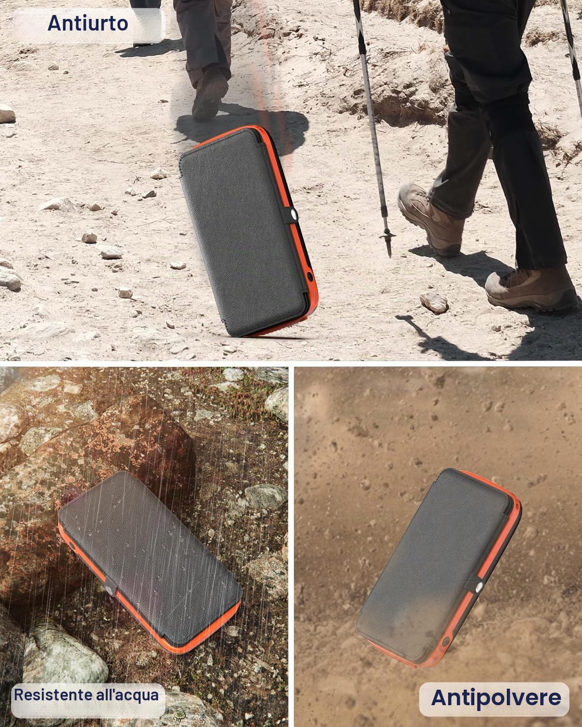 Solar Power Bank 26800 mAh - Caricatore solare portatile con 4 pannelli pieghevoli - PD QC 3.0 Caricabatterie a ricarica rapida con uscita/ingresso USB C - Batteria esterna con torcia elettrica per