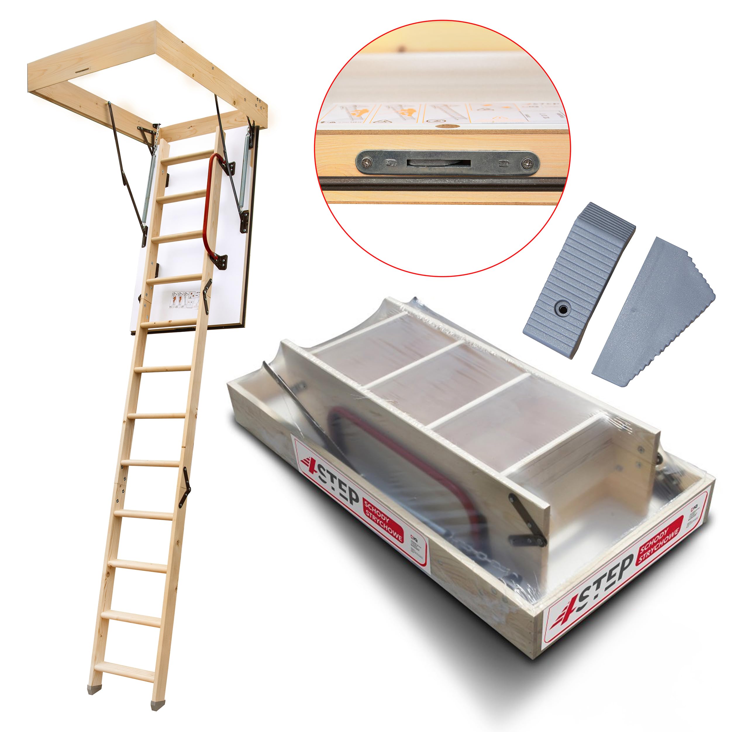 Bodentreppe Gedämmt 120 x 80 cm - Dachbodentreppe U-Wert 0,86 - Dachbodenluke Raumspartreppe Innen - Bodenluke mit Treppe bis zu 150 kg Traglast