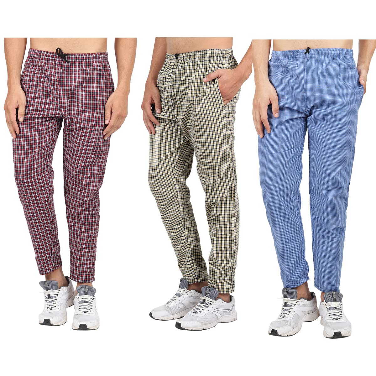 awala fashion Checkered Regular Lounge Pant Pyjama for Men Pack of 3-picture-5