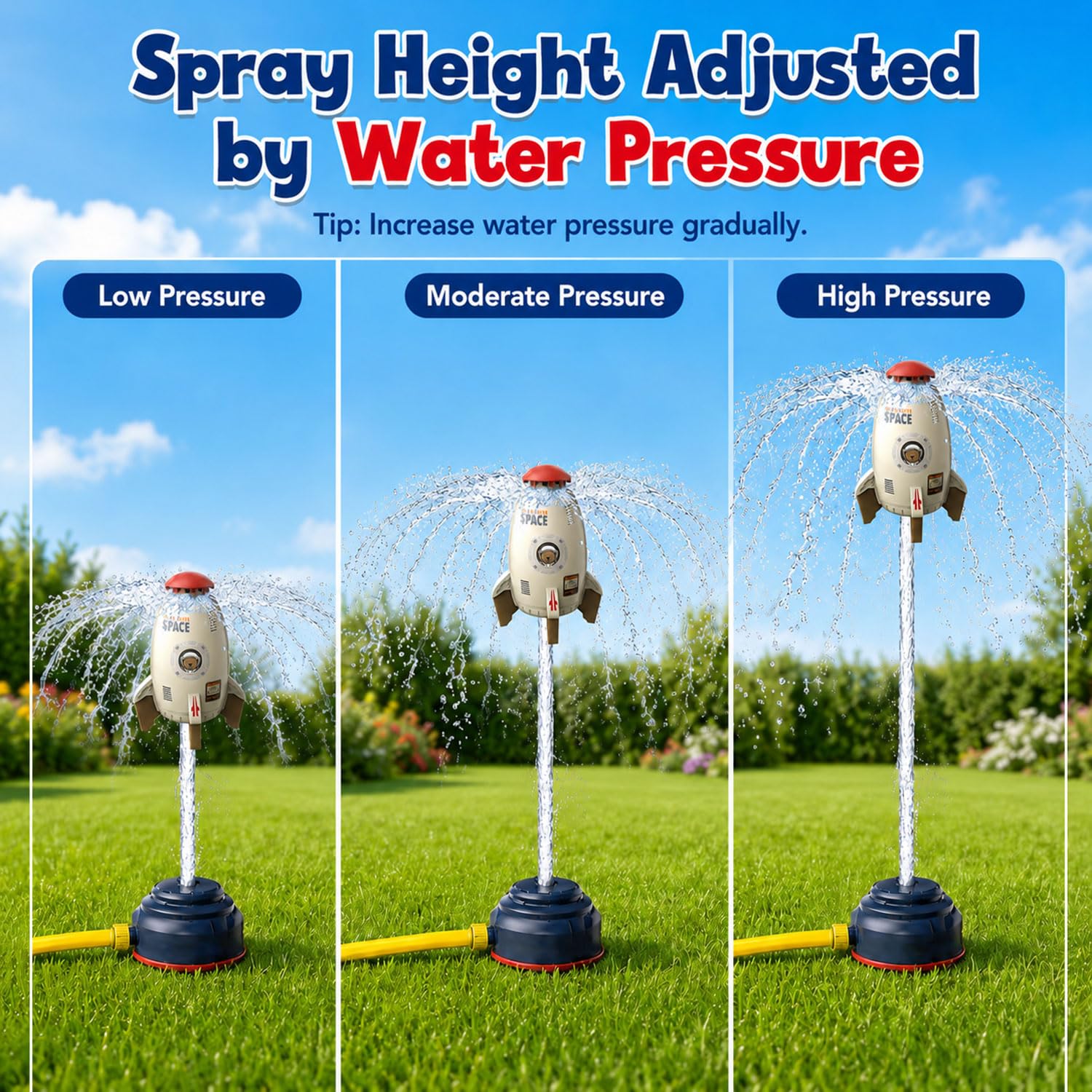 Rocket Wassersprinkler Outdoor,Wassersprinkler, Water Rocket Sprink,Rasensprenger,Outdoor Wasser Sprinkler für Raketenform