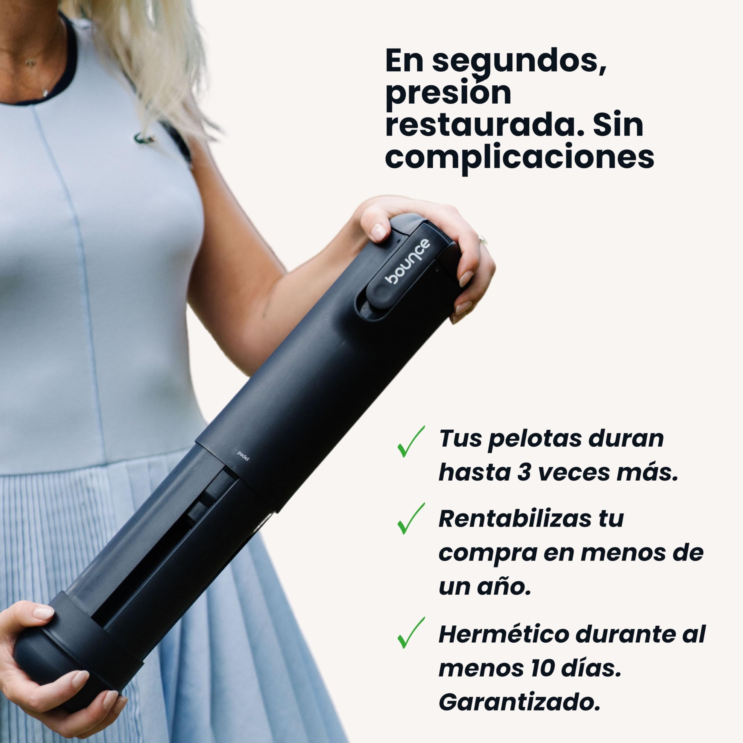Bounce Tube - Presurizador de Pelotas de Tenis | hasta 4 Bolas – Conserva la Presión – Accesorios Premium – Vida x3 – Diseño Compacto y Robusto