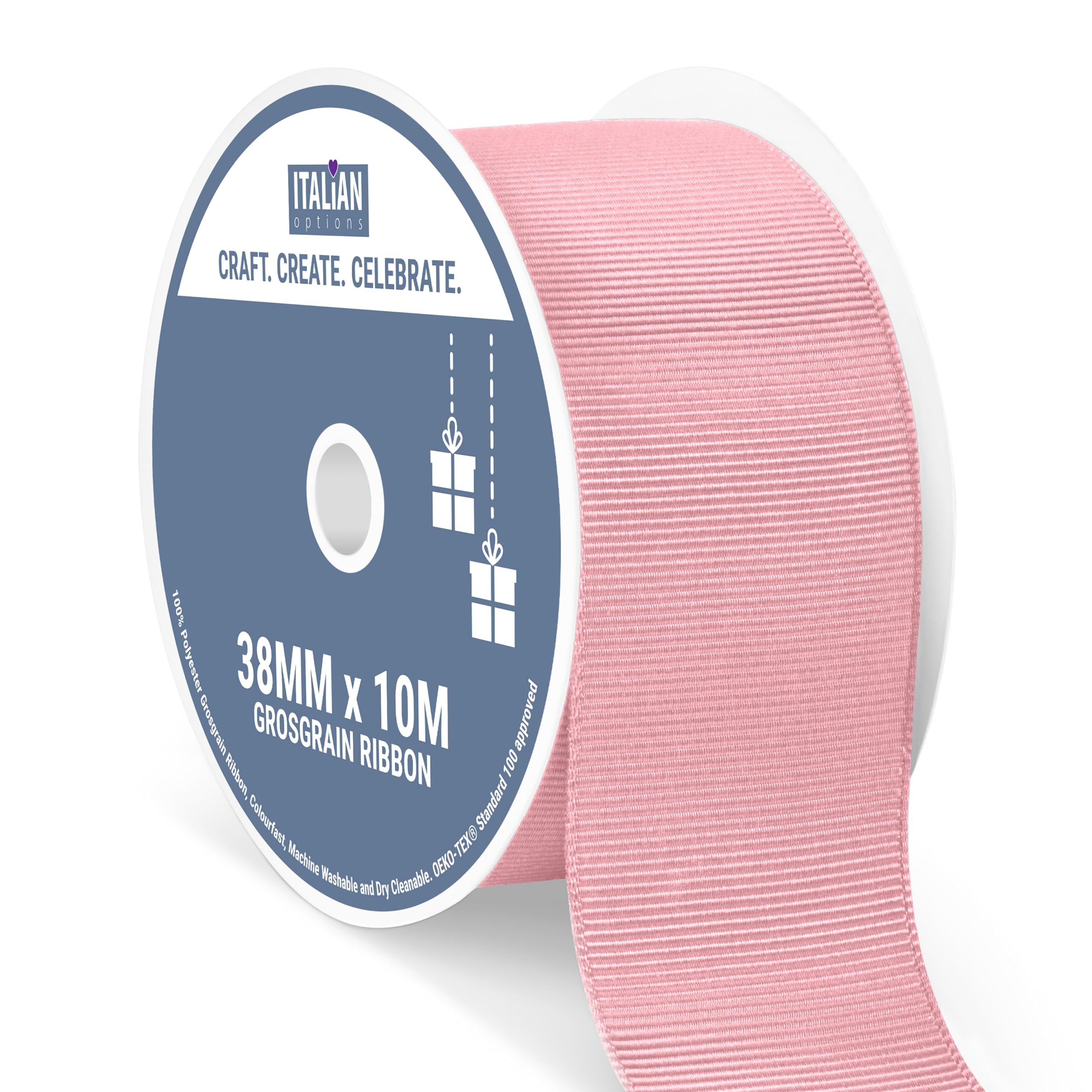 Italian Options Grosgrain Ribbon 38mm, Strong Plain Pink Gold Ribbon for Bows, Wedding, Crafting, Sewing, Hair Accessories, Gift Wrap, 38 mm x 10 Metre Roll, Rose Gold โ image 1