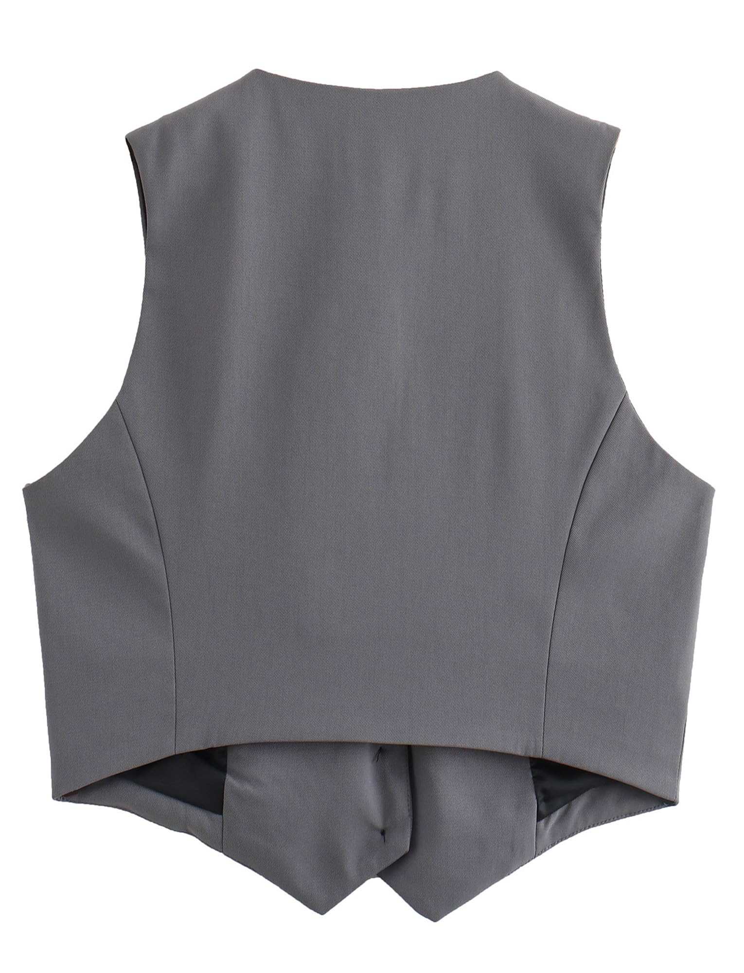Happy Cherry Damen Einfarbig Anzug Weste Knopf unter V-Ausschnitt Weste Lässig Crop Blazer Gilet
