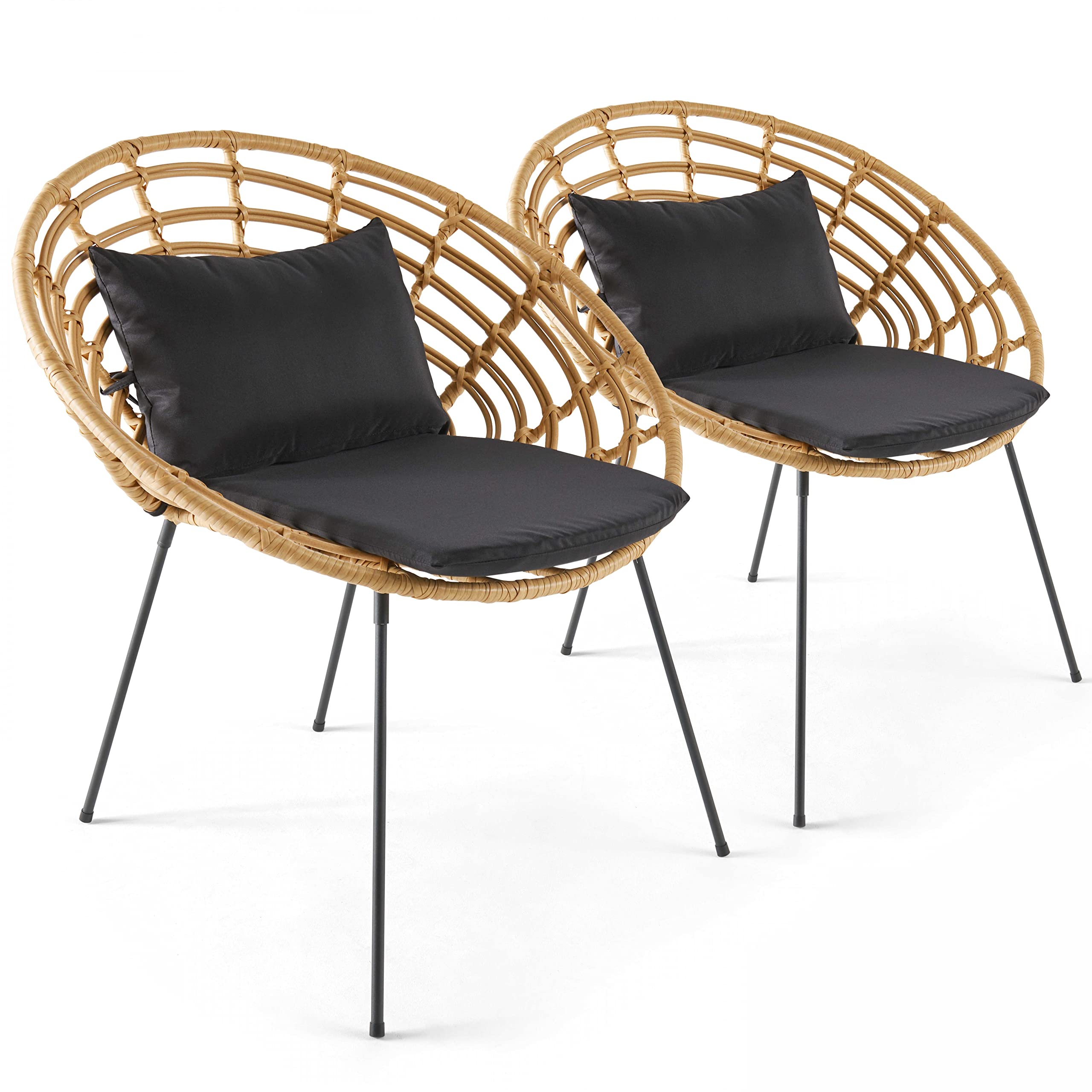 Oviala Lot de 2 fauteuils de Jardin Rond en résine tressée