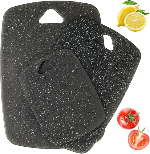 Tabla de cortar para tablas de cortar de cocina, juego de 3 tablas de cortar de plástico, tabla de cortar de cocina antideslizante con mango de