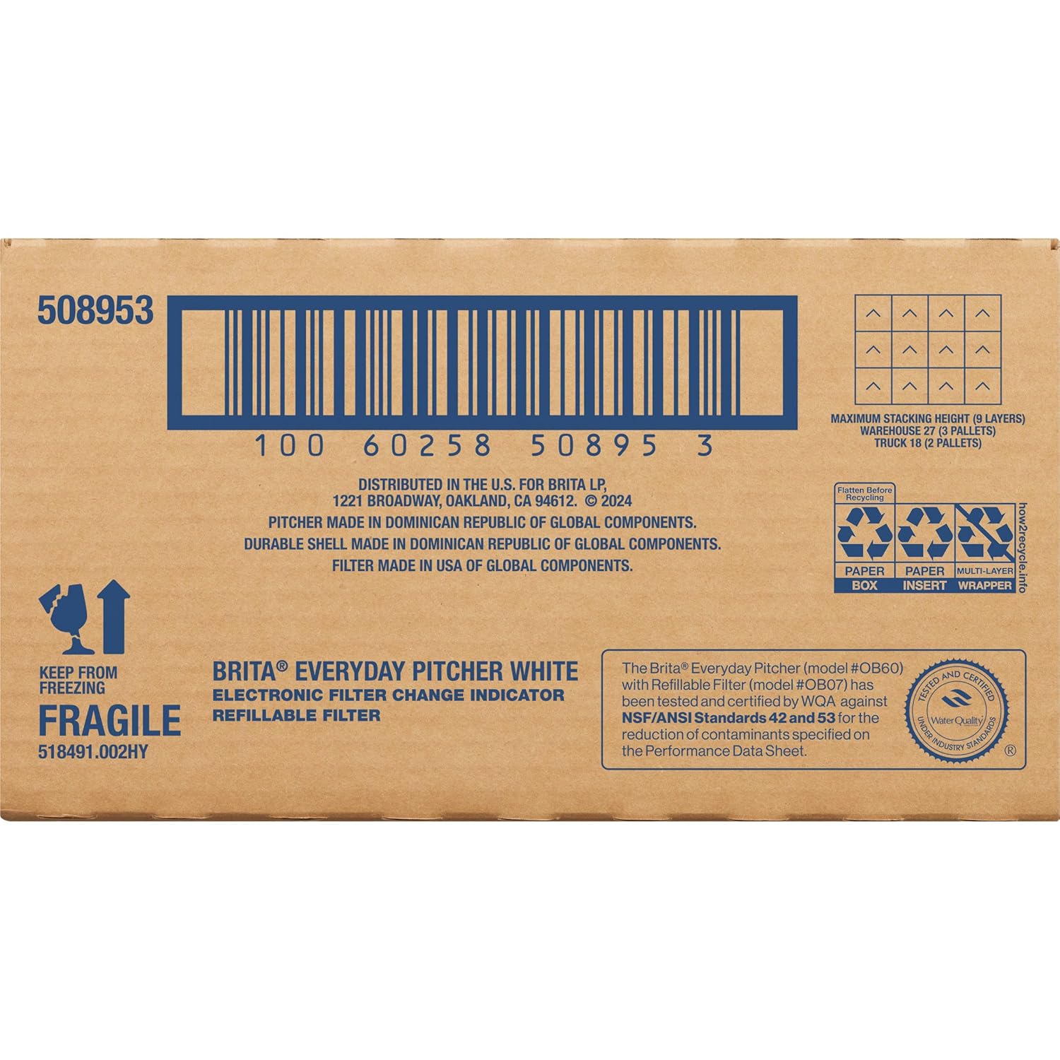 Brita Refillable Water Filtration System with Large 10 Cup Pitcher 1 Shell and 1 Filter, SmartLight Change Indicator, BPA-Free, 80% Less Plastic*, Lasts Two Months, Large, 10-Cup Capacity, White