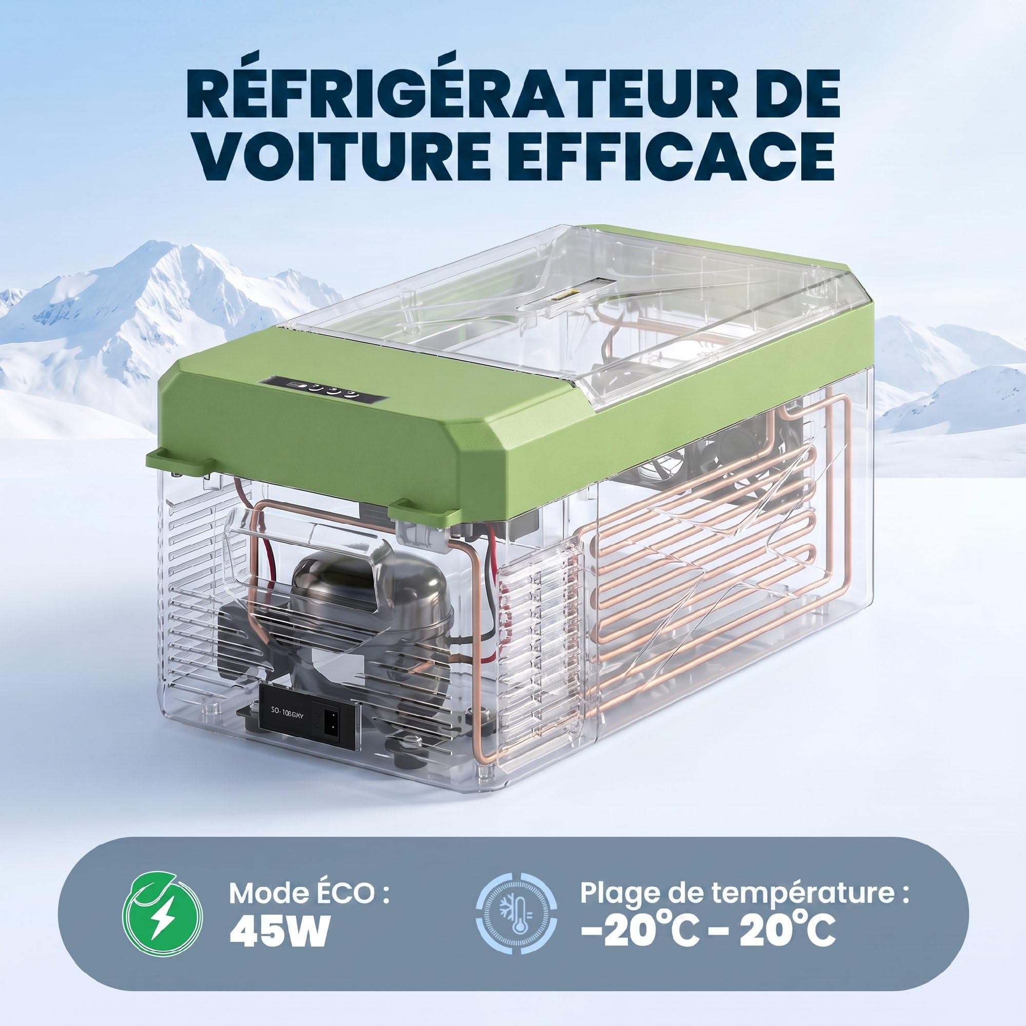 Outsunny Glacière électrique portable 16,3L Réfrigérateur 12/24V Gris | Réfrigérateur de Voiture Portable, Congélateur, Mode ECO, -20℃ to 20℃, pour Maison Camion Camping