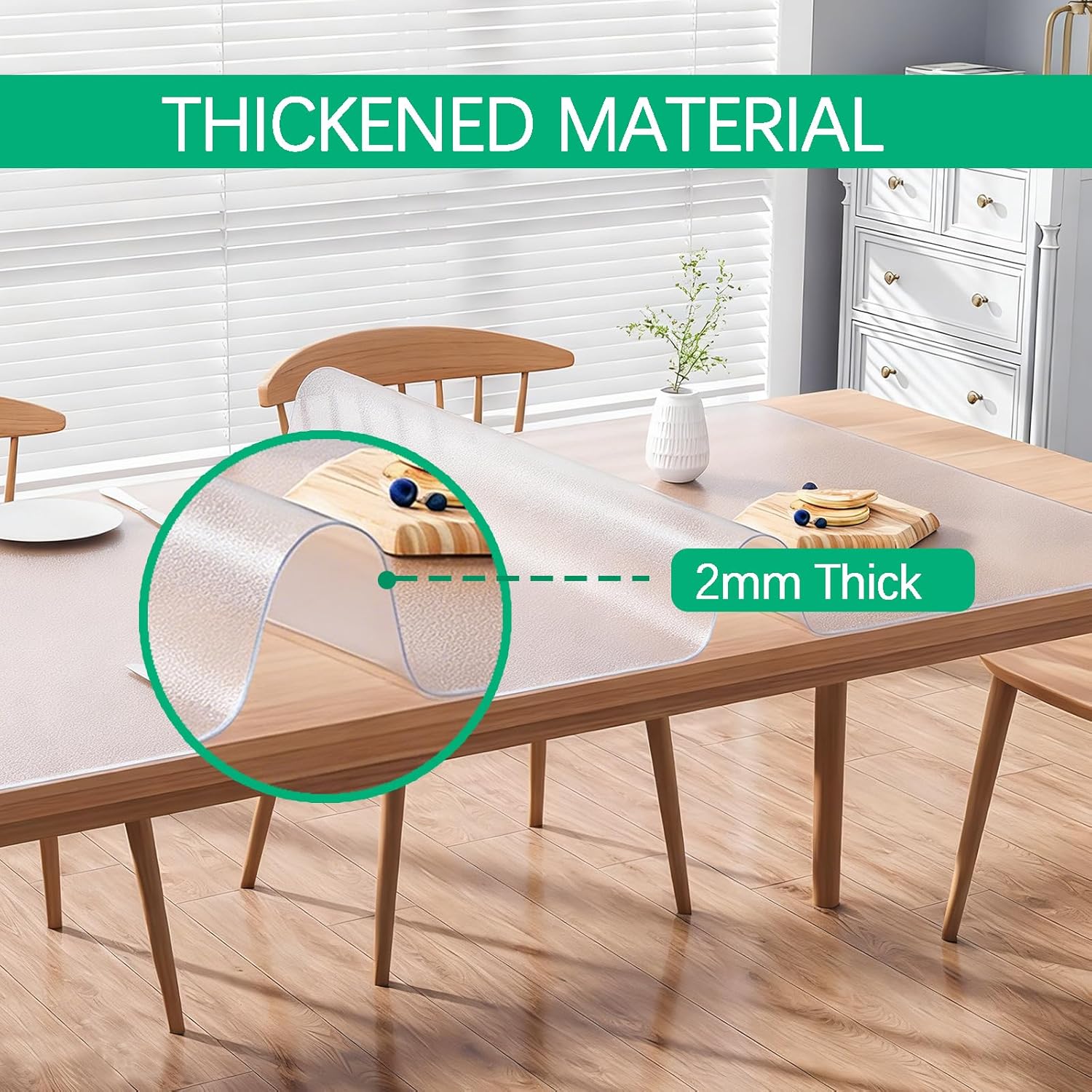 Frosted Plastic Dining Table Protector PVC 65 x 170 cm Waterproof Wipeable Vinyl Tablecloth for Furniture Desk Kitchen Coffee Desk