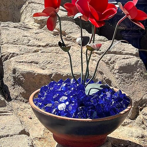 Miniatura 6 de GRISUN Cuentas de vidrio de fuego azul caribeño para hogueras, 20 libras, rocas de vidrio templado de 34 pulgadas para chimenea natural o propano,