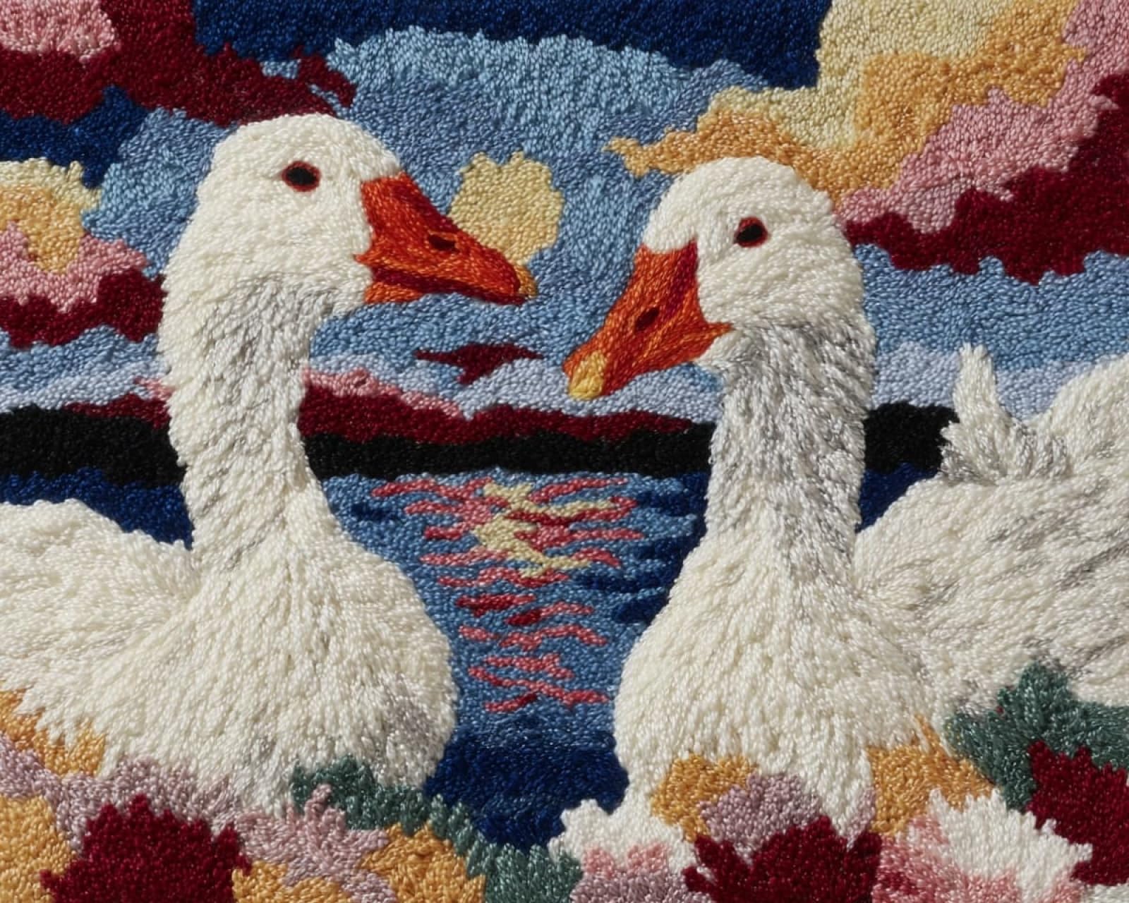Wallphantom 001 Latch Hook Kits For Kids And Adults,Animal Goose,Diy Latch Hook Rug Making Kit,Carpet Making Crochet Kits Needlework Crafts For Home Decor,80X115cm