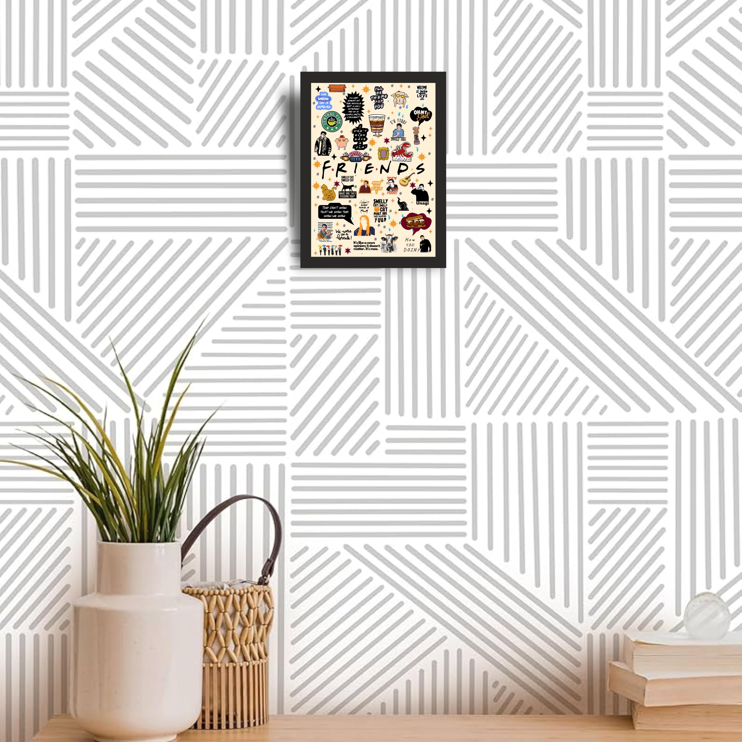 Cream Friends memorabilia collage wall art for a warm interior