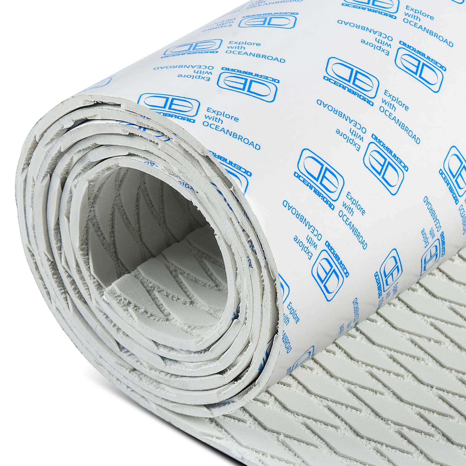 OCEANBROAD Self-Adhesive 48''x16'' Boat Flooring Non-Slip Diamond Pattern Traction Pad EVA Foam Marine Grip Sheet for Boats Surfboard SUP Kayak Yacht, Cool Gray