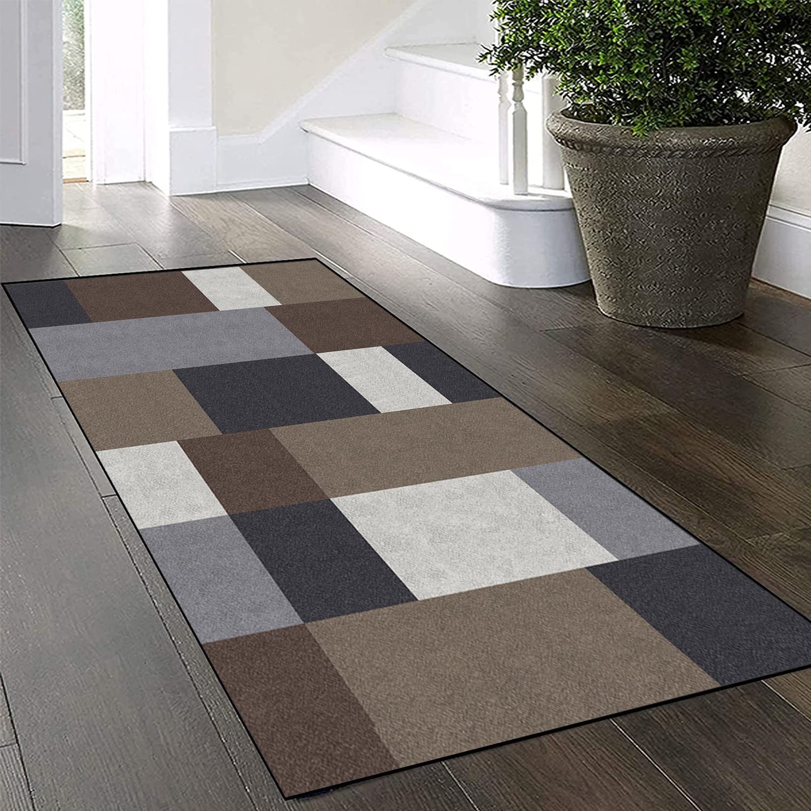 Generisch Fußmatte, Schmutzfangmatte, 90 x 130 cm, Viele Größen, rutschfest, individuelle Länge, moderner Wohnzimmerteppich für Schlafzimmer, Wohnzimmer-Fußmatten, D