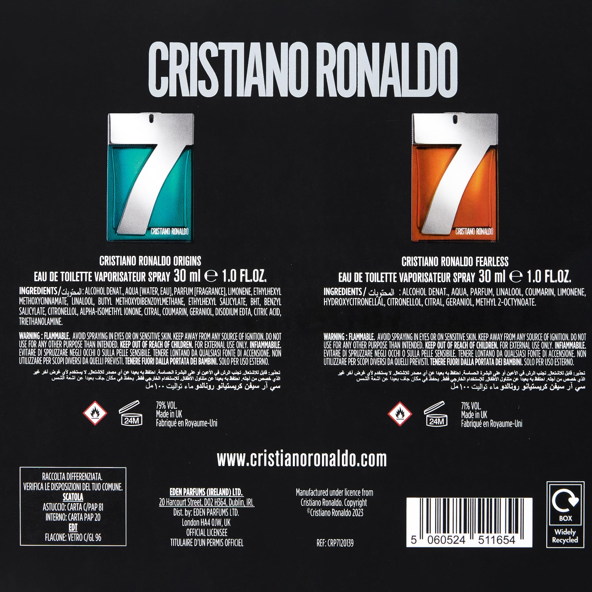 CRISTIANO RONALDO Duo Set: (Origins Eau de Toilette 30ml + Fearless Eau de Toilette 30ml)