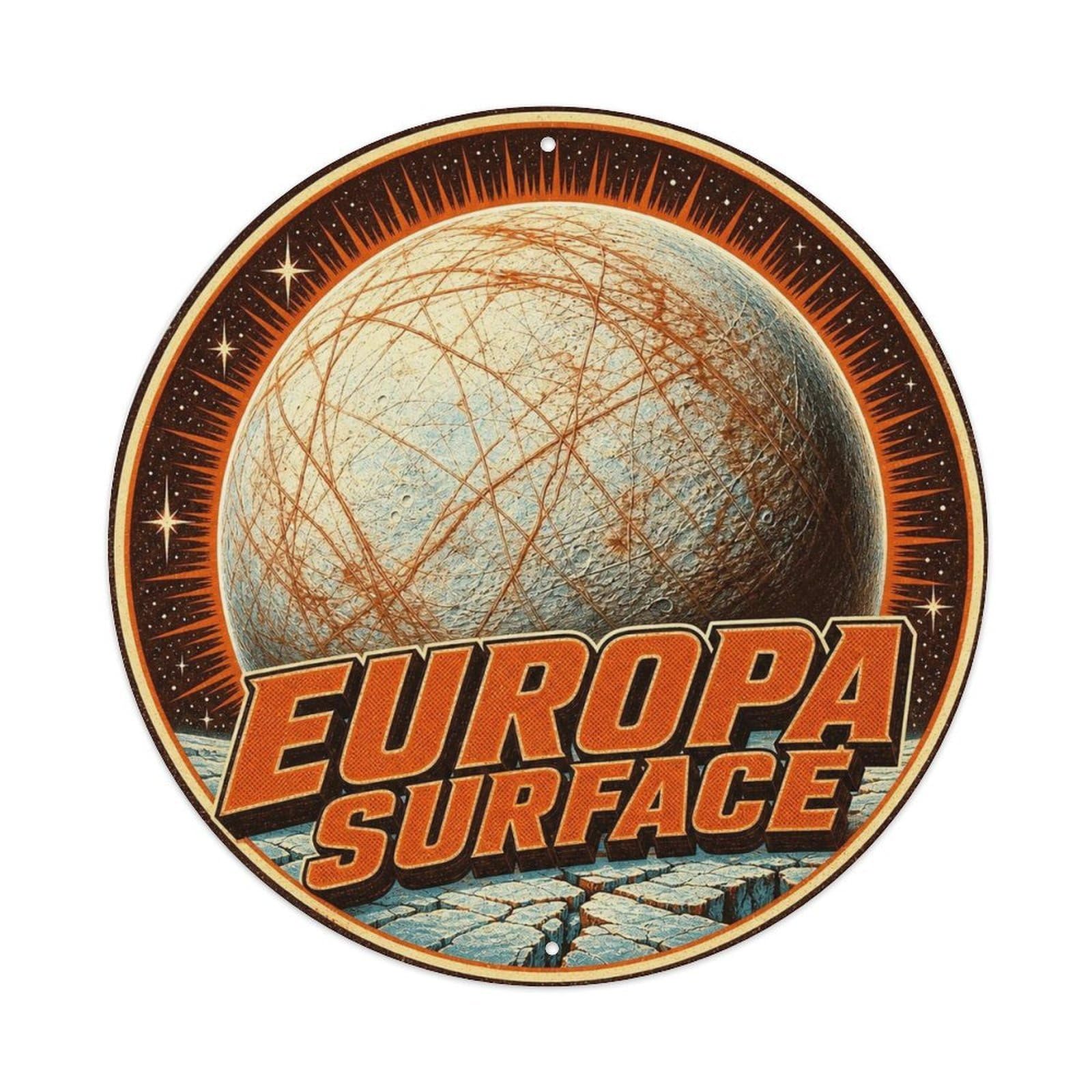 Space Exploration Europa Ice Moon Cosmos Astrobiology Metal Tin Sign