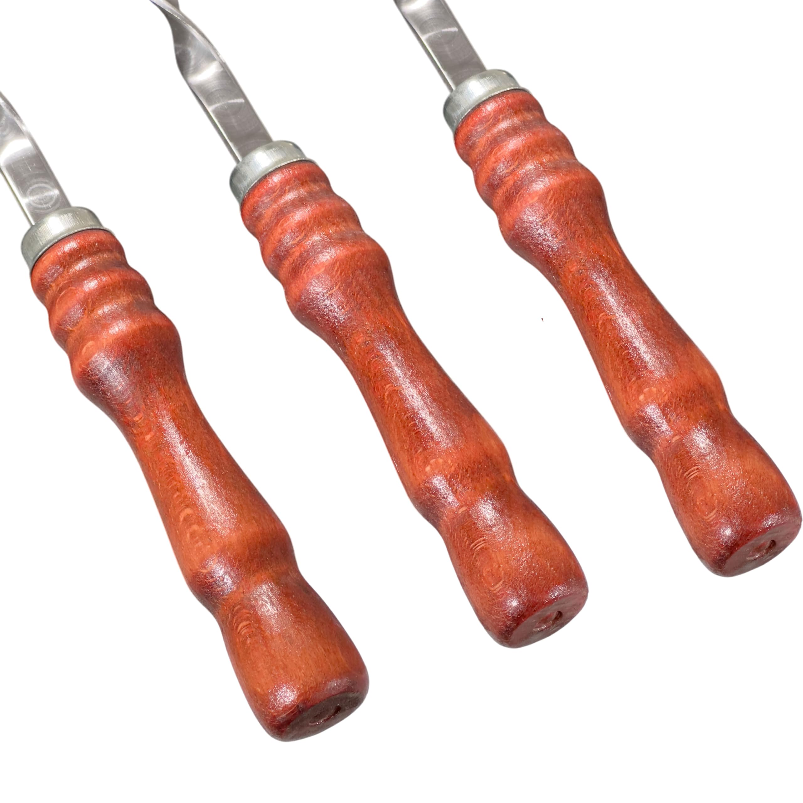 Set mit 10 Schaschlikspieße aus Edelstahl – 62 cm lange Grillspieße mit Holzgriff, rostfrei & stabil, wiederverwendbar, BBQ Spießset für Holzkohlegrill, Kebab, Gemüse & Fleisch