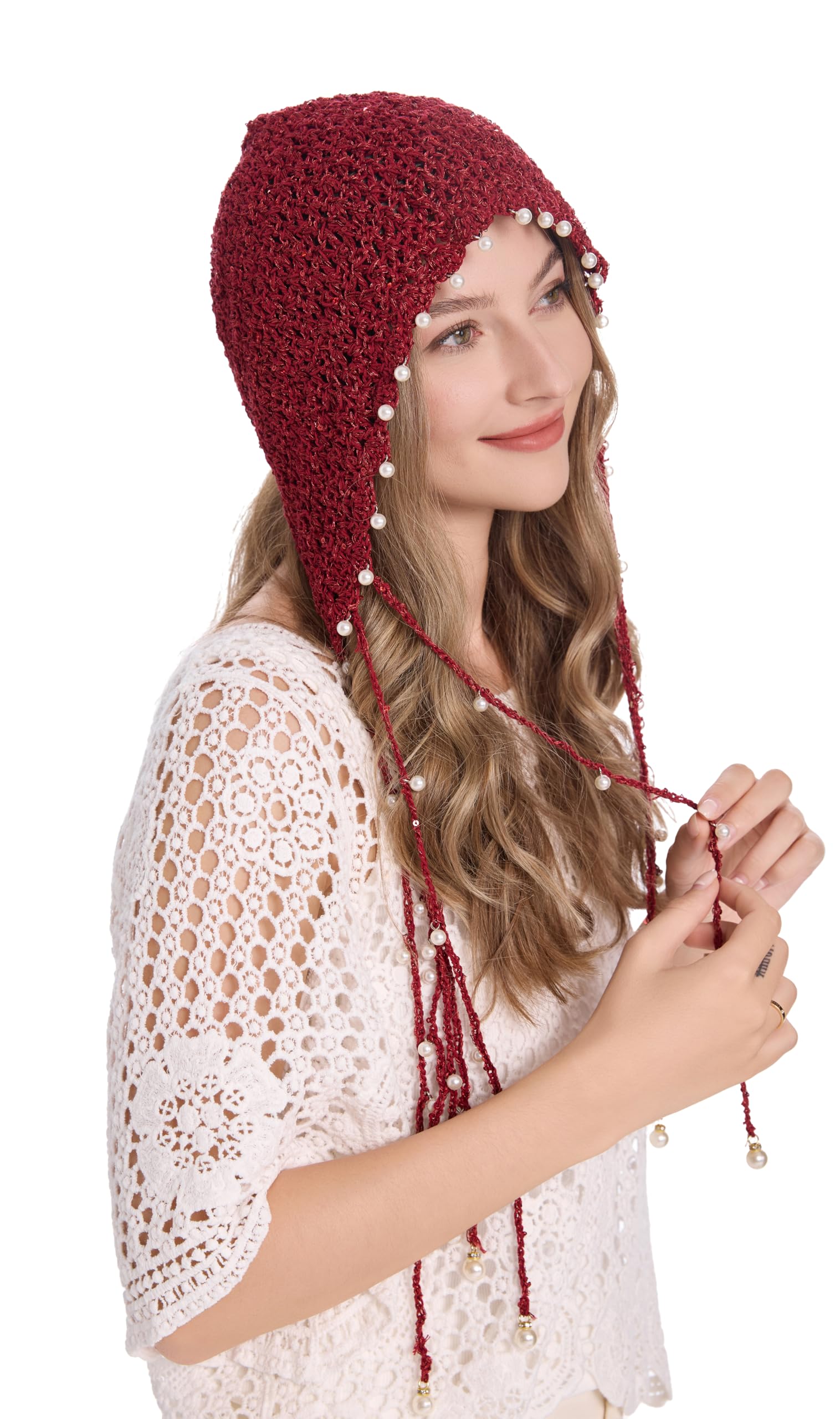 ZLYC Gorro de algodón para mujer con borla hecho a mano