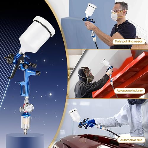 Miniatura 6 de HVLP Pistola pulverizadora con boquilla de 0.051 in, pistola de pintura para automóvil, kit de herramientas premium perfecto para una amplia gama de