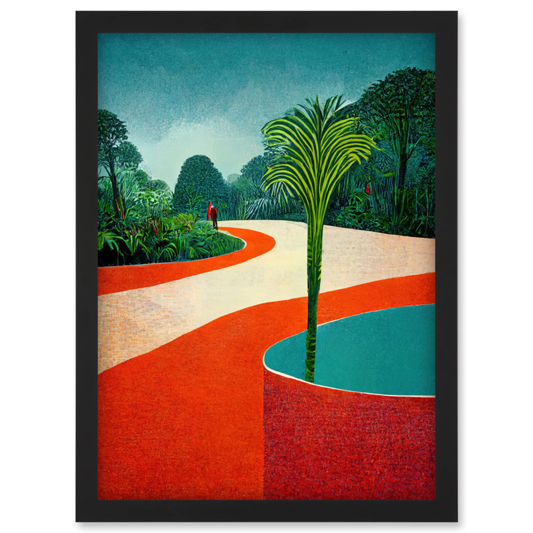 Doppelganger33 LTD Modern Abstract Orange Jungle Artwork Framed Wall Art Print A4