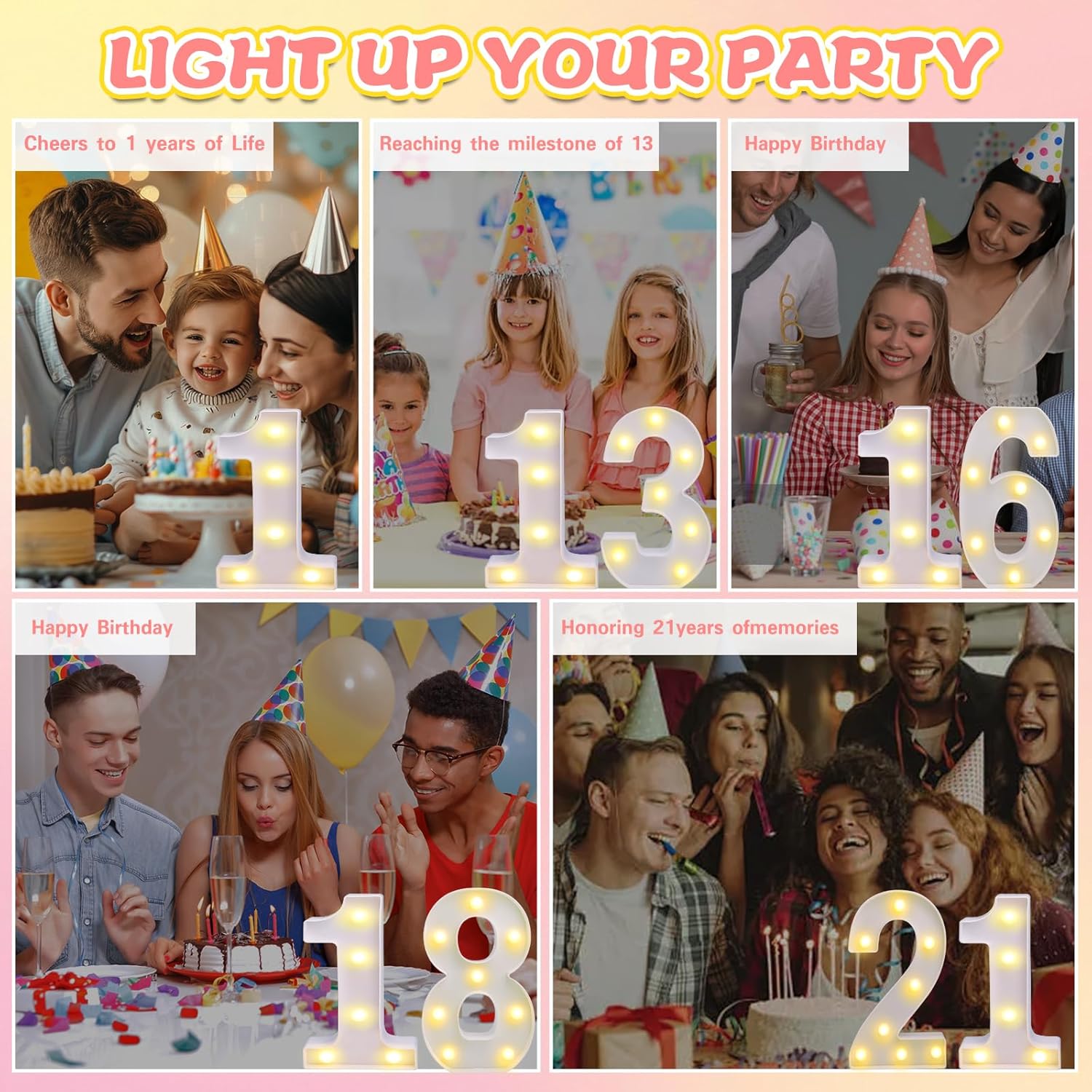 Light up numbers for party, 21st birthday decorations for her, number blocks 21, happy 21st birthday decorations, 21st birthday gifts for her, birthday decorations for women room decor - Image 6