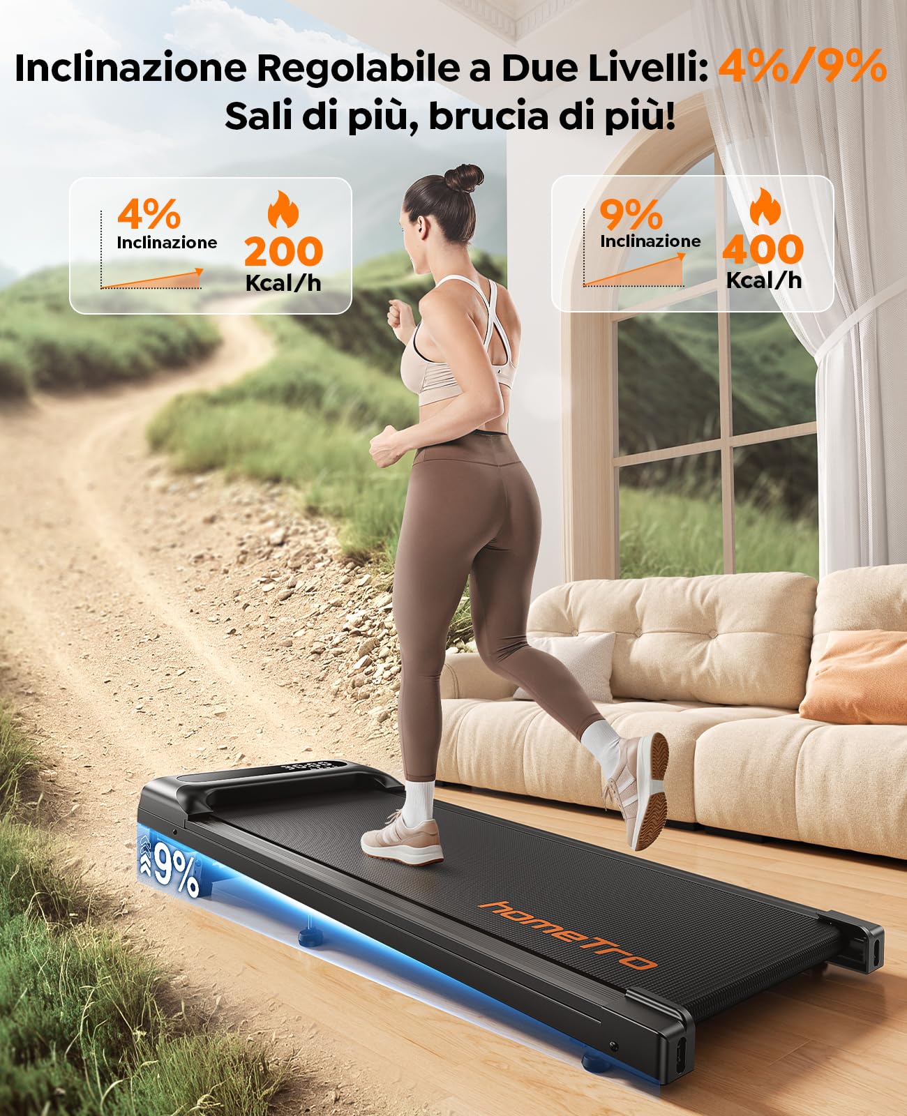 Tapis Roulant Elettrico per Casa e Ufficio | Walking Pad Pieghevole con Inclinazione Manuale, Velocità 1-8 km/h, Controllo da App e Telecomando, Design Salvaspazio, Senza Montaggio