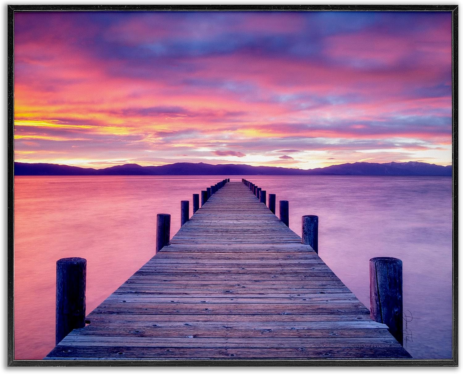 Stupell Industries Purple Sunset Dock Framed Giclee Art Design by Dennis Frates