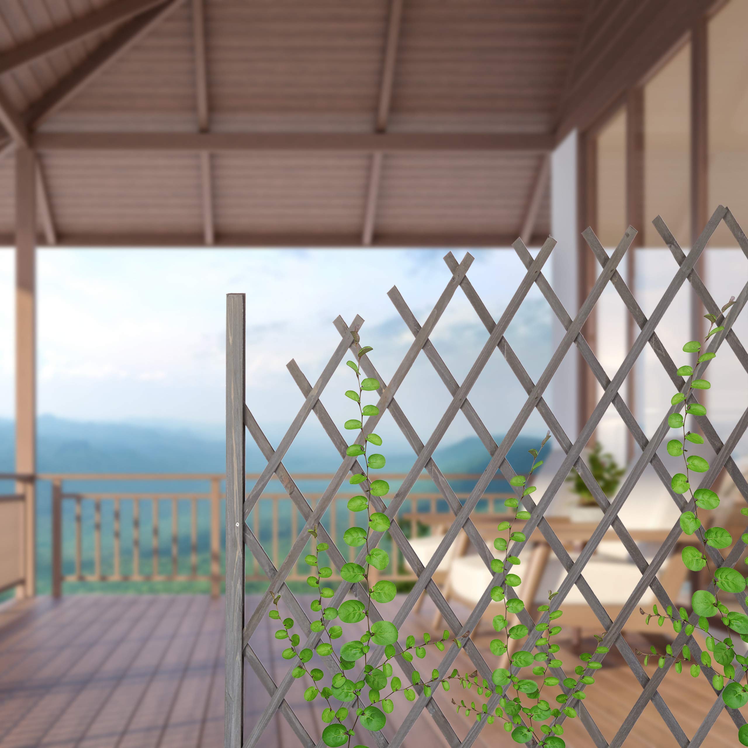Relaxdays Graticolato in Legno, Allungabile Fino a 200 Metri, per Piante Rampicanti, per Giardini, Balconi, Bianco