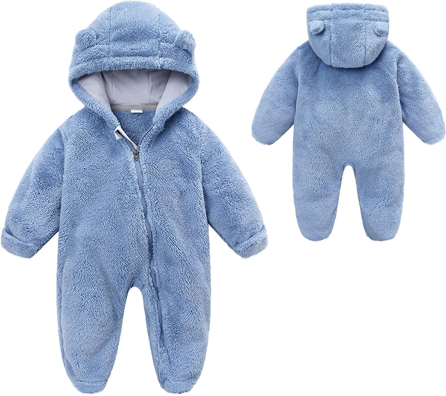 YMYDYFCBaby Fleece Hooded Romper Winter Outwear Jumpsuit Snowsuit Bear Ear Outfits for Boys Girls