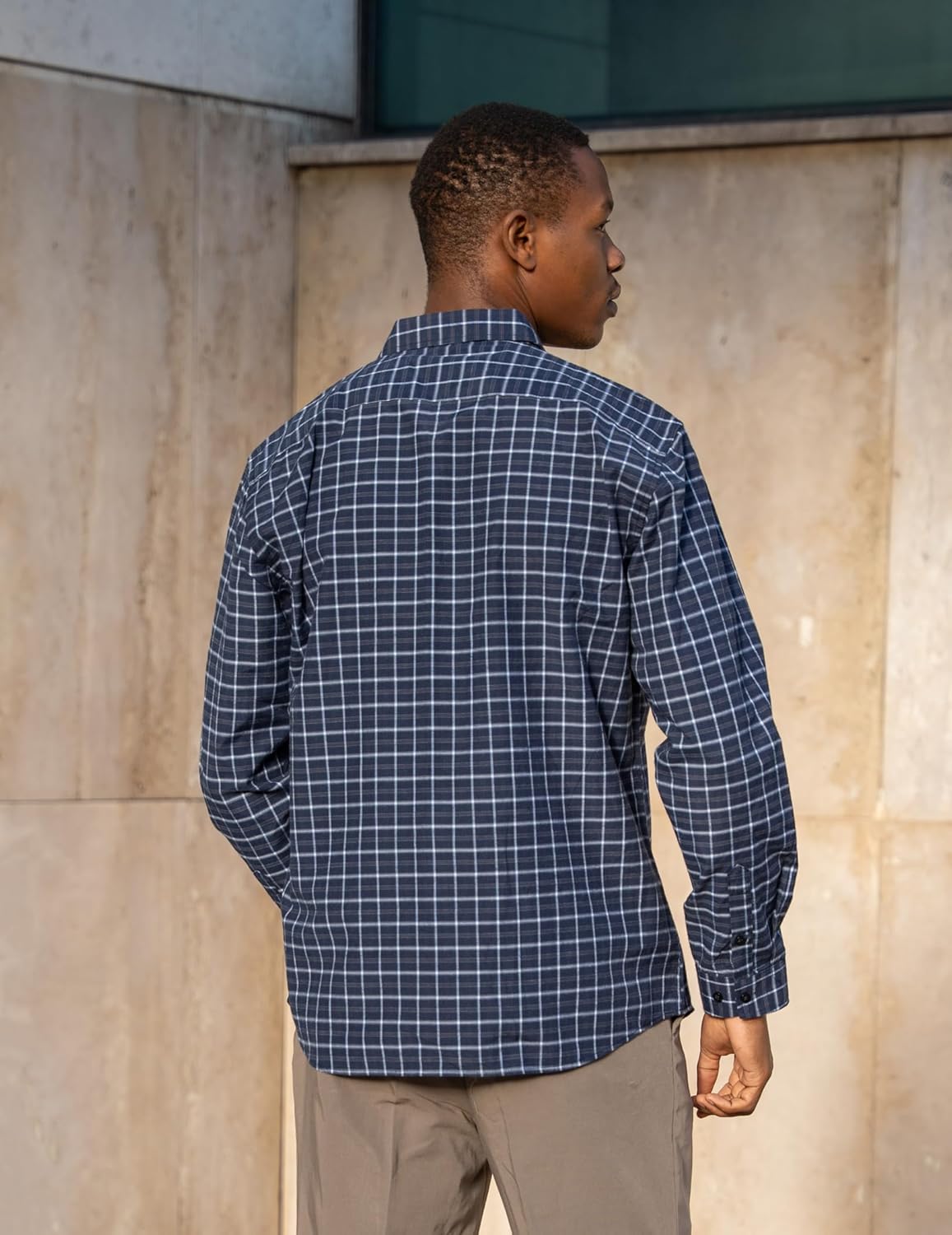 PJ PAUL JONES Mens Dress Shirts Cotton Long Sleeve Button Down Shirts Business Casual Plaid Tops with Pocket - Image 2