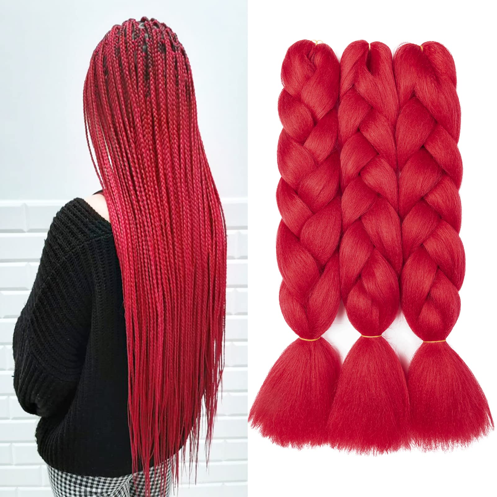 60cm Extensiones de Pelo Trenzas Africanas Castaño Oscuro Extensiones para Trenzas Africanas 1 pcs 100g Kanekalon Pelo para Trenzas Africanas Sintetico Extensiones de Trenzado Cabello Braiding — view 181
