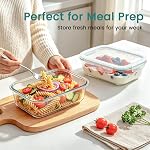 Luvan paquet de 2 1520Ml Grand récipient en verre Entreposage des aliments, prépa hermétiquement avec coffret à lunch BPA Gratuit & Fuite-Proof pour Micro-ondes, Four, Réfrigérateur et Lave-vaisselle Safe