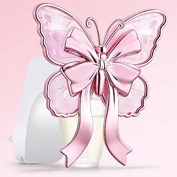 Hohean Wall Fragrance Plug in with Night Light, Compatible with Bath & Body Works Wallflowers Refills, ETL Certified, Pink Butterfly Design, Essential Oil Scent Diffuser for Home, Office