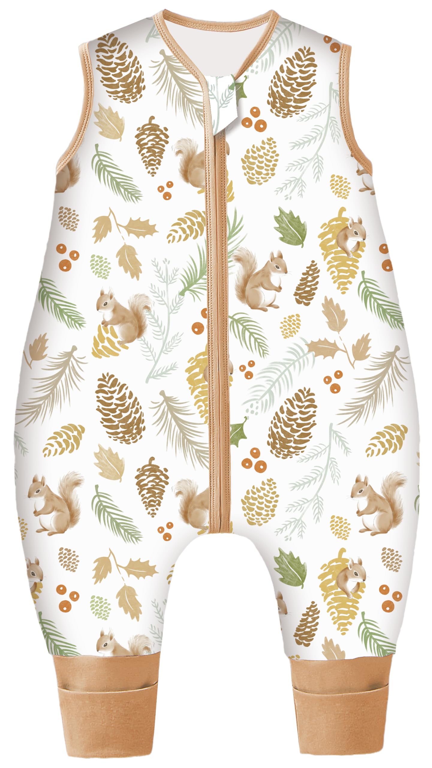 Chilsuessy Winter Baby Sleeping Bag with Feet Warm Baby Sleep Sack with Legs Cotton Toddler Wearable Blanket Walker Sleep Sack for Boys and Girls, 2.5 Tog/Squirrel Garden, 90cm/3-4 Years