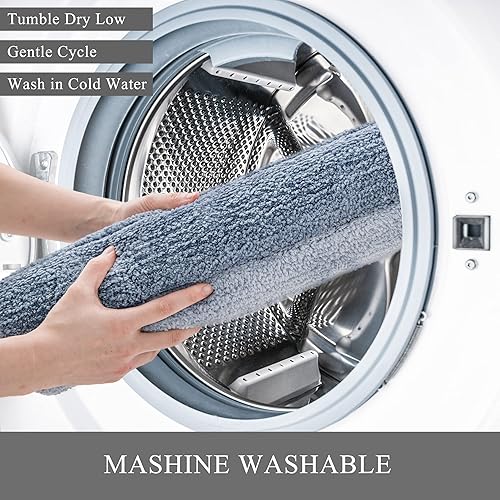 Miniatura 7 de KMSON Juego de 2 alfombrillas de baño con contorno en forma de U, antideslizantes, ultrasuaves y absorbentes de agua, lavable a máquina, de secado