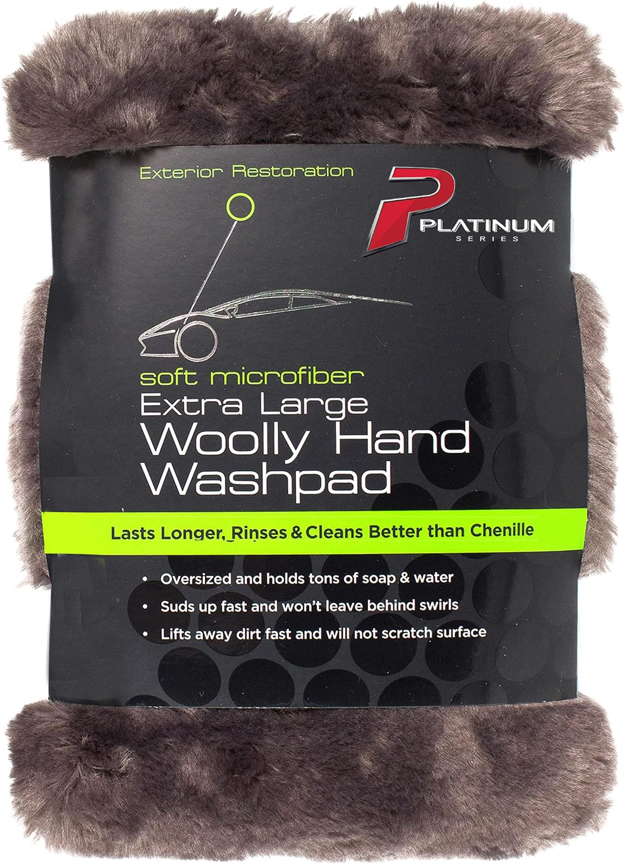 Platinum Series Car Cleaning Microfiber Detailer, Scratch-Free Extra Absorbent Large Super Soft Woolly Hand Washing Cleaning Cloth Automotive, Auto Detailing, 8 X 11 (20.3cm X 27.9cm)