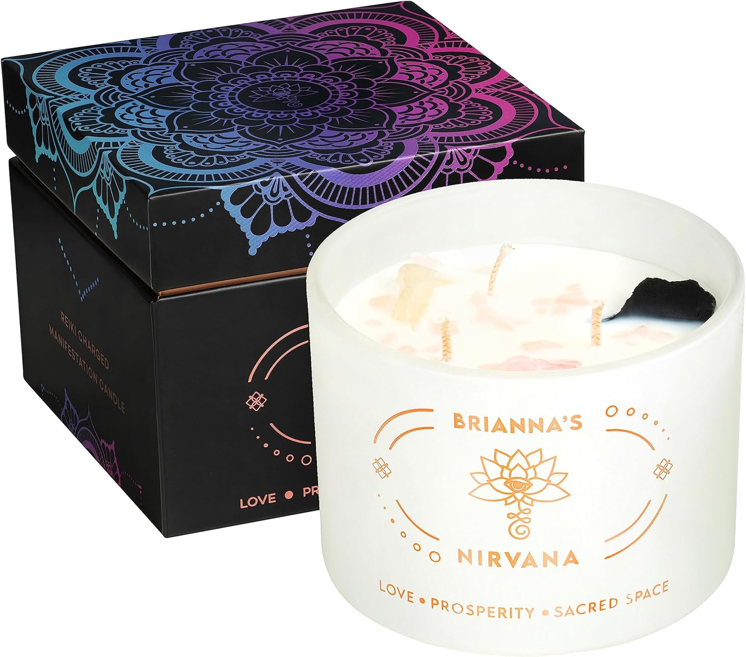 Crystal Manifestation Candle to Attract Love & Abundance Rose Quartz Clear